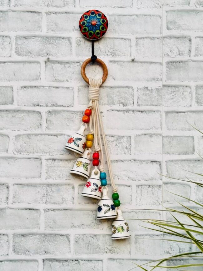 Ceramic Macrame Bells Colorfull (With Hook)