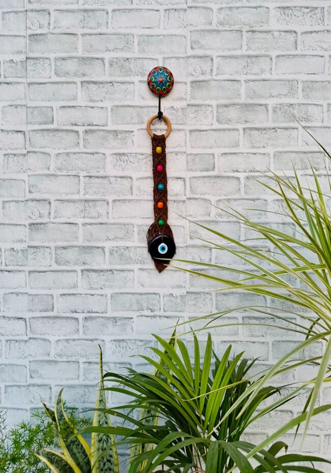 Macrame Beaded Evil Eye Brown (With Hook)