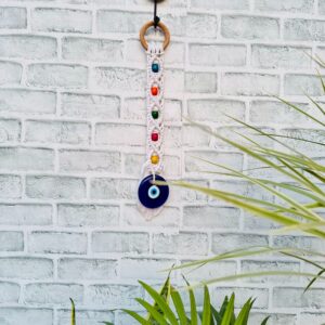 Macrame Beaded Evil Eye White (With Hook)