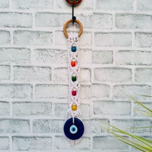 Macrame Beaded Evil Eye White (With Hook)