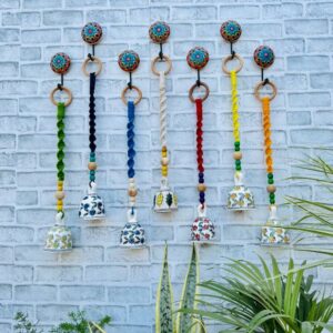 Set of Seven | Handmade Ceramic Macrame Bells with Hooks (Buy 5, Get 2 Free!)