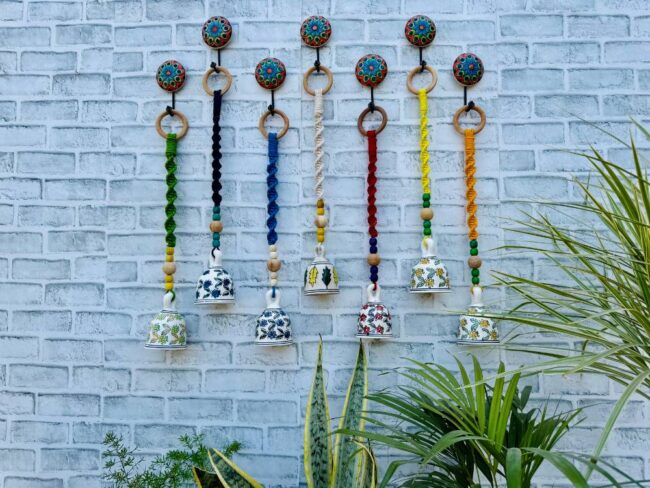 Set of Seven | Handmade Ceramic Macrame Bells with Hooks (Buy 5, Get 2 Free!) - Image 2