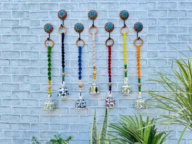 Set of Seven | Handmade Ceramic Macrame Bells with Hooks (Buy 5, Get 2 Free!) - Image 3