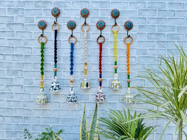 Set of Seven | Handmade Ceramic Macrame Bells with Hooks (Buy 5, Get 2 Free!) - Image 4