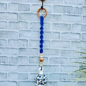 Handmade Ceramic Macrame Bells with Hooks (Buy 5, Get 2 Free!)-Blue (With Hook)