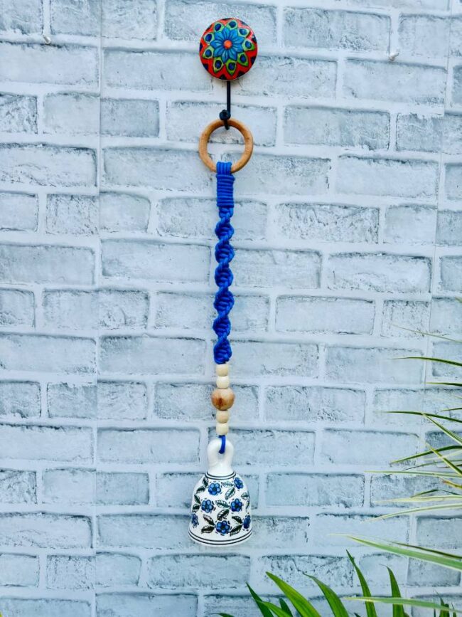 Handmade Ceramic Macrame Bells with Hooks (Buy 5, Get 2 Free!)-Blue (With Hook)