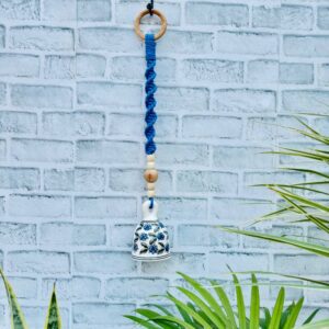Handmade Ceramic Macrame Bells with Hooks (Buy 5, Get 2 Free!)-Blue (With Hook)