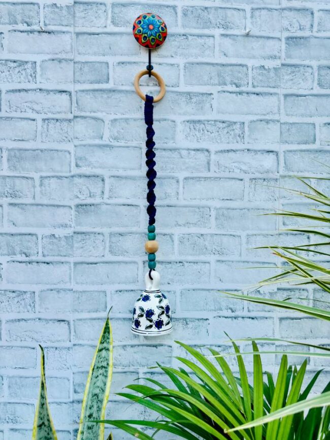 Handmade Ceramic Macrame Bells with Hooks (Buy 5, Get 2 Free!)-Dark Blue (With Hook)