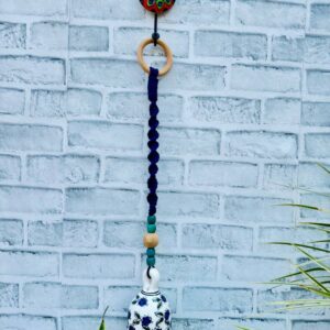 Handmade Ceramic Macrame Bells with Hooks (Buy 5, Get 2 Free!)-Dark Blue (With Hook)