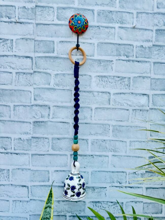 Handmade Ceramic Macrame Bells with Hooks (Buy 5, Get 2 Free!)-Dark Blue (With Hook) - Image 2