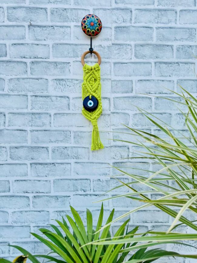 Evil Eye Wall Hanging | Handcrafted Protection & Elegance-green (With Hook) - Image 3