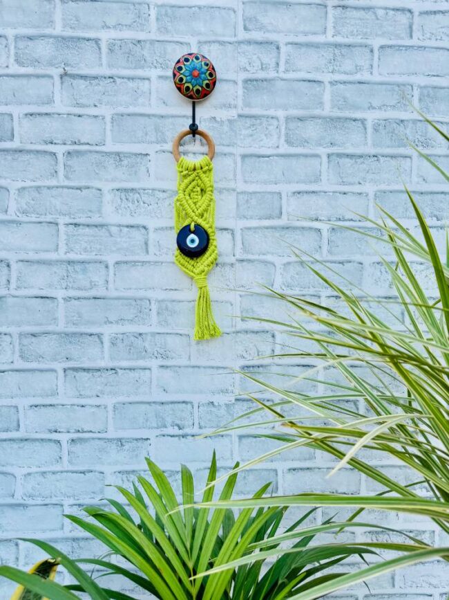 Evil Eye Wall Hanging | Handcrafted Protection & Elegance-green (With Hook) - Image 2