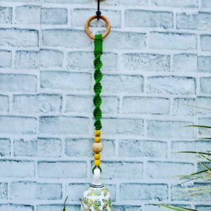 Handmade Ceramic Macrame Bells with Hooks (Buy 5, Get 2 Free!)-Green (With Hook)