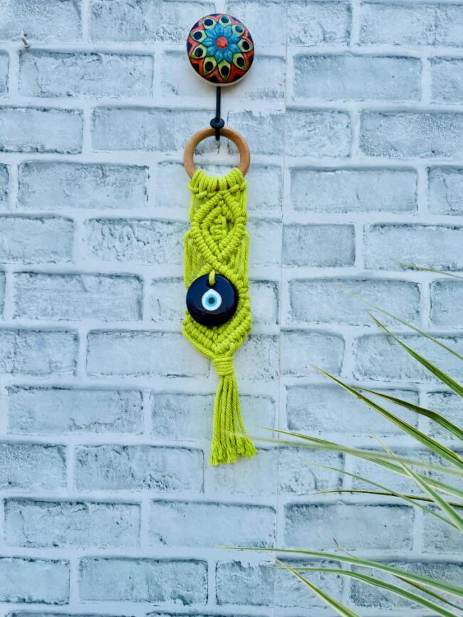 Evil Eye Wall Hanging | Handcrafted Protection & Elegance-green (With Hook)