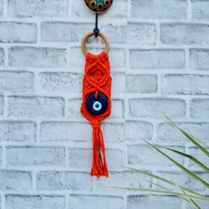 Evil Eye Wall Hanging | Handcrafted Protection & Elegance-orange (With Hook)