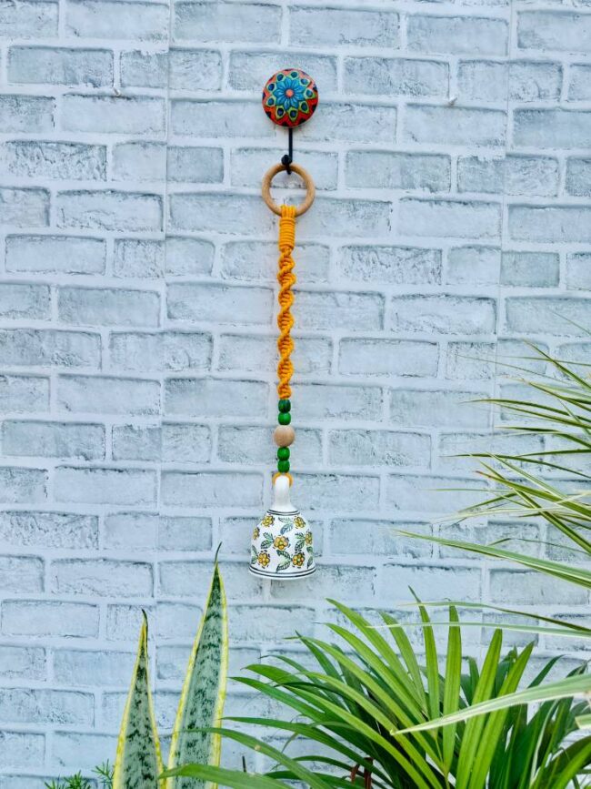 Handmade Ceramic Macrame Bells with Hooks (Buy 5, Get 2 Free!)-Orange (With Hook)
