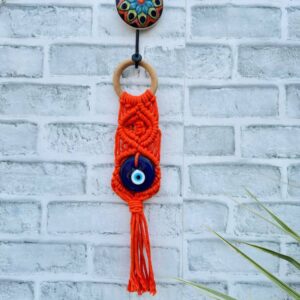 Evil Eye Wall Hanging | Handcrafted Protection & Elegance-orange (With Hook)