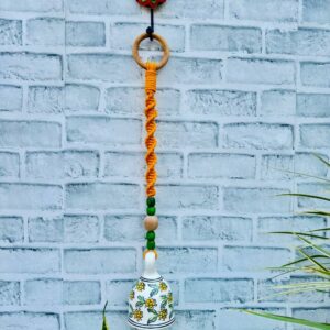 Handmade Ceramic Macrame Bells with Hooks (Buy 5, Get 2 Free!)-Orange (With Hook)