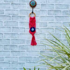 Evil Eye Wall Hanging | Handcrafted Protection & Elegance-Pink (With Hook)