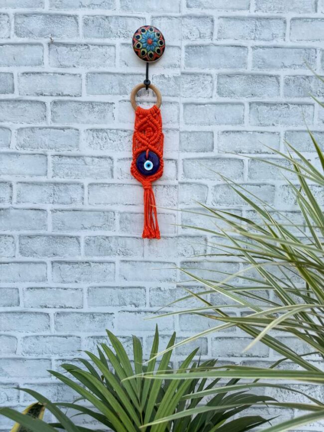 Evil Eye Wall Hanging | Handcrafted Protection & Elegance-Pink (With Hook) - Image 4