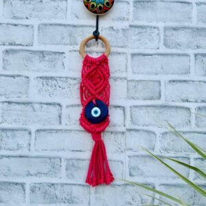 Evil Eye Wall Hanging | Handcrafted Protection & Elegance-Pink (With Hook)