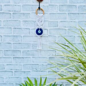 Evil Eye Wall Hanging | Handcrafted Protection & Elegance-white (With Hook)