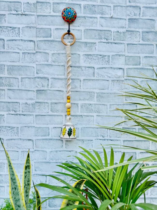 Handmade Ceramic Macrame Bells with Hooks (Buy 5, Get 2 Free!)-White (With Hook) - Image 2