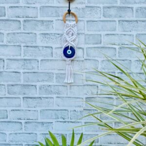 Evil Eye Wall Hanging | Handcrafted Protection & Elegance-white (With Hook)