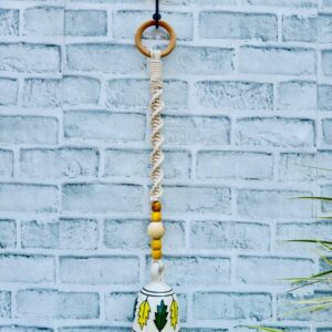 Handmade Ceramic Macrame Bells with Hooks (Buy 5, Get 2 Free!)-White (With Hook)