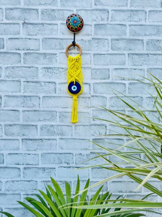 Evil Eye Wall Hanging | Handcrafted Protection & Elegance-yellow (With Hook) - Image 2