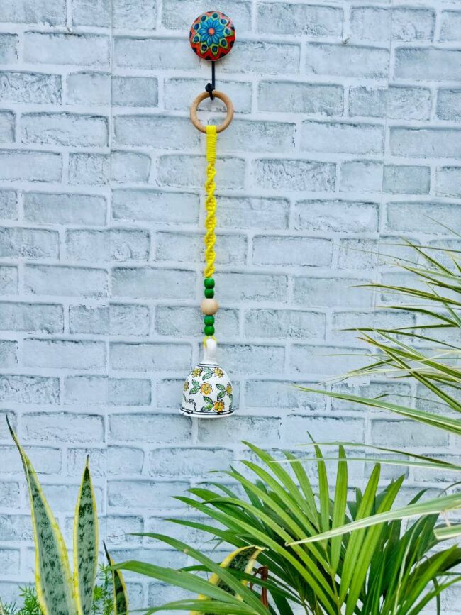 Handmade Ceramic Macrame Bells with Hooks (Buy 5, Get 2 Free!)-Yellow (With Hook) - Image 2