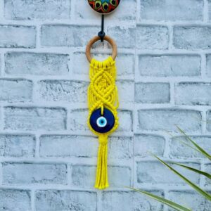 Evil Eye Wall Hanging | Handcrafted Protection & Elegance-yellow (With Hook)