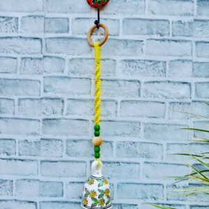 Handmade Ceramic Macrame Bells with Hooks (Buy 5, Get 2 Free!)-Yellow (With Hook)