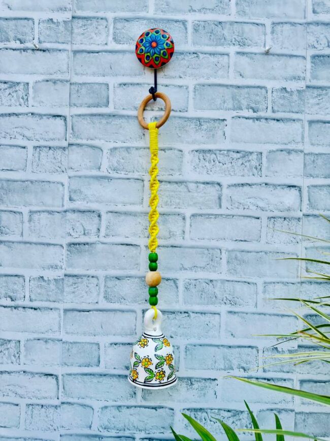 Handmade Ceramic Macrame Bells with Hooks (Buy 5, Get 2 Free!)-Yellow (With Hook)
