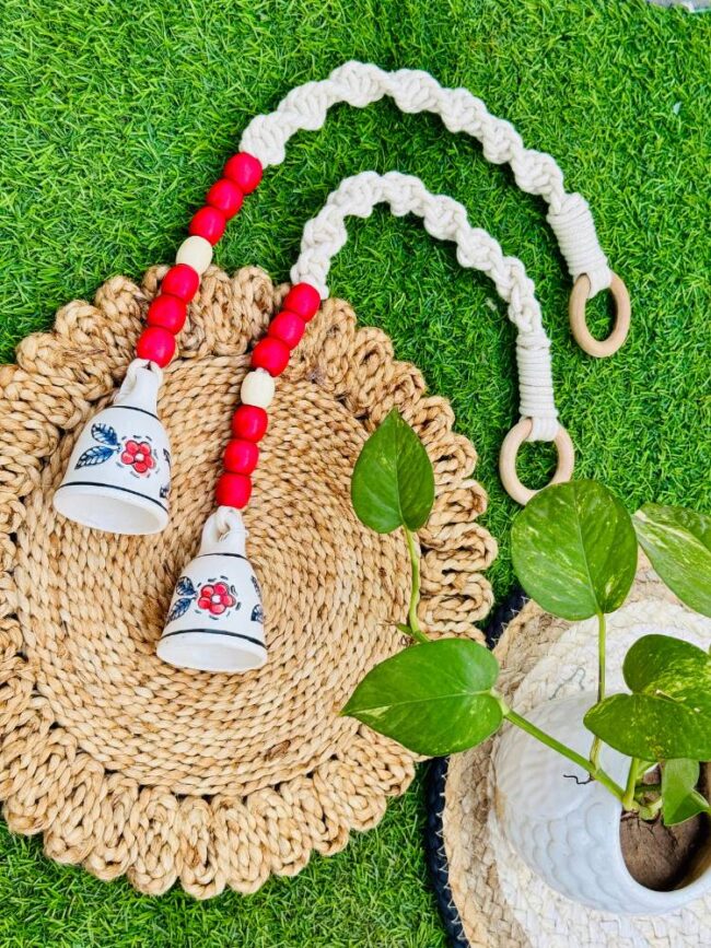 Handcrafted Temple Macrame Chimes/Bells Red