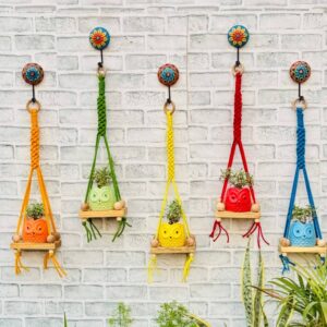 Macrame Square Knot Mini Wall Shelves (With Hook)