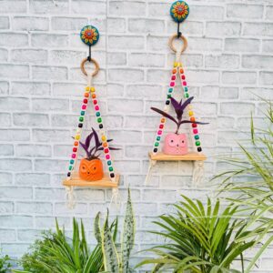 Handcrafted Multicoloured Beaded Mini Wall Shelves (With Hook)