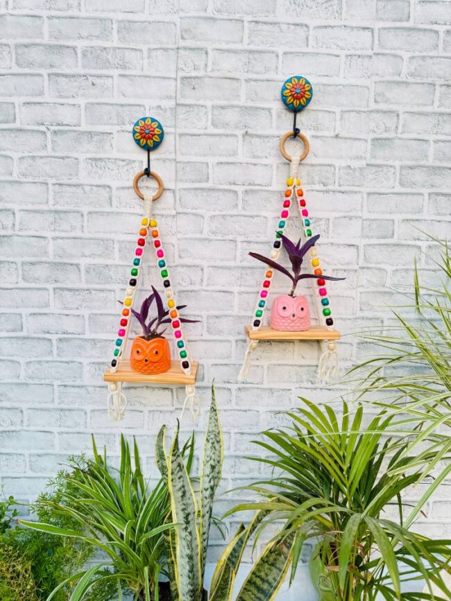 Handcrafted Multicoloured Beaded Mini Wall Shelves (With Hook) - Image 2