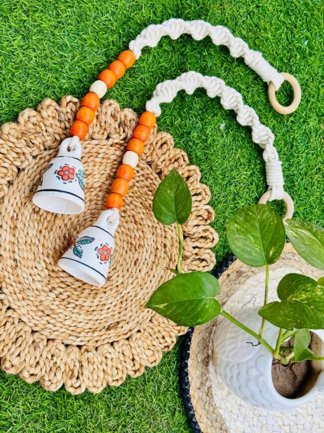 Handcrafted Temple Macrame Chimes/Bells Orange