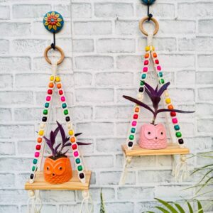 Handcrafted Multicoloured Beaded Mini Wall Shelves (With Hook)