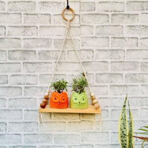 Minimal Macrame Beaded Wall Shelf (With Hook)