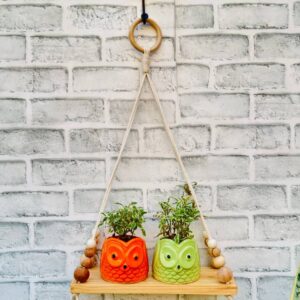 Minimal Macrame Beaded Wall Shelf (With Hook)