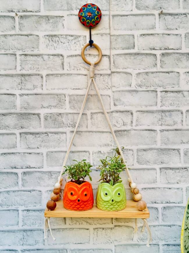 Minimal Macrame Beaded Wall Shelf (With Hook)