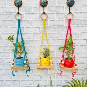 Basic Wooden Mini Wall Shelves blue yellow red (With Hook)