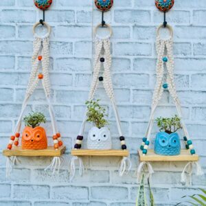 Boho Braid Mini Wall Shelves Orange Brown Blue (With Hook)