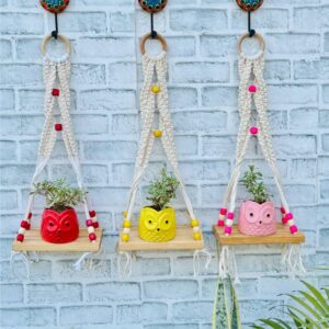 Boho Braid Mini Wall Shelves Red Yellow Pink (With Hook)
