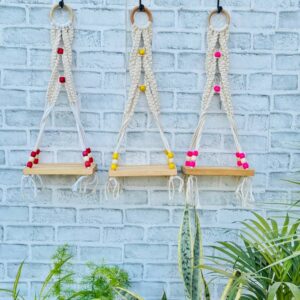 Boho Braid Mini Wall Shelves Red Yellow Pink (With Hook)