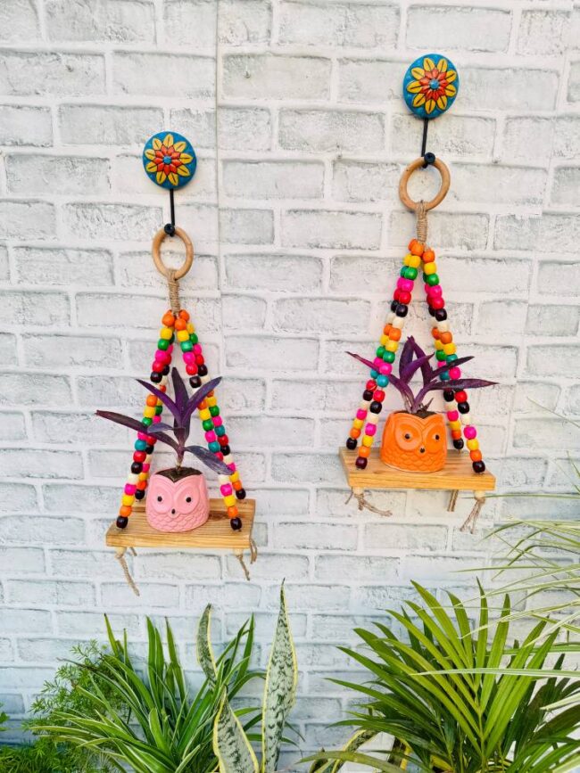 Colorful Beaded Mini Wall Shelves (With Hook)